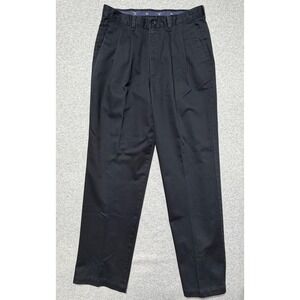 Vintage Dockers Pleated Chinos Mens 34x32 Navy Blue Cotton Trousers USA